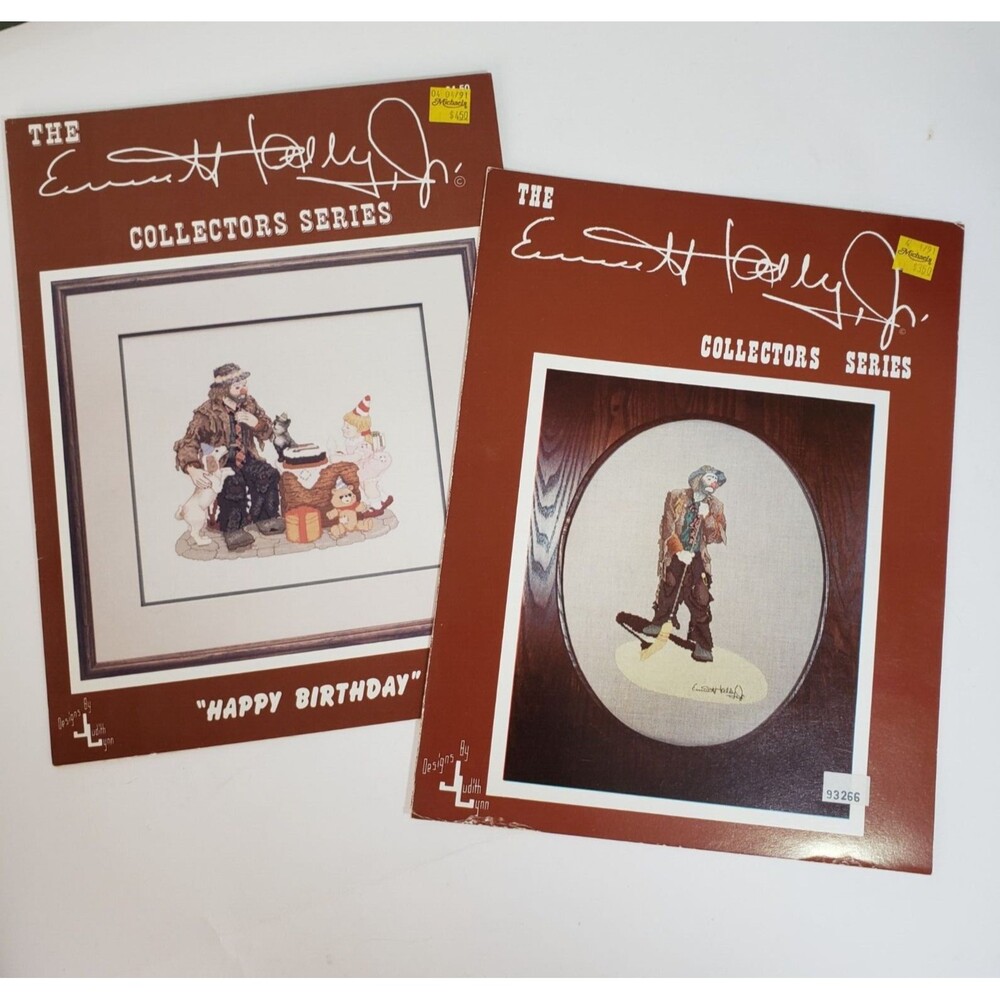 Emmett Kelly Jr Counted Cross Stitch Charts Happy Birthday Sweeping Up Clown